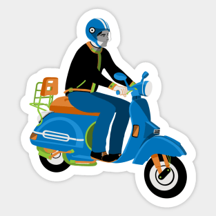 Blue Scooter Driver Sticker